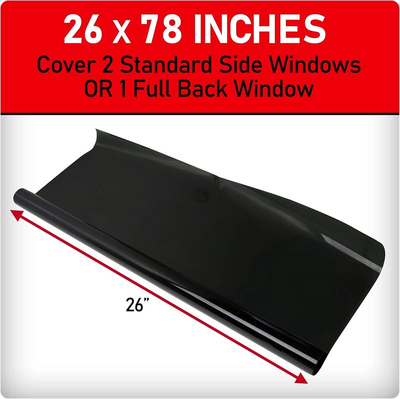 Custom Accessories Black Magic Insta-Cling 5% VLT Tinted Window Film, Reusable Car Window Tint — Black - Image 2
